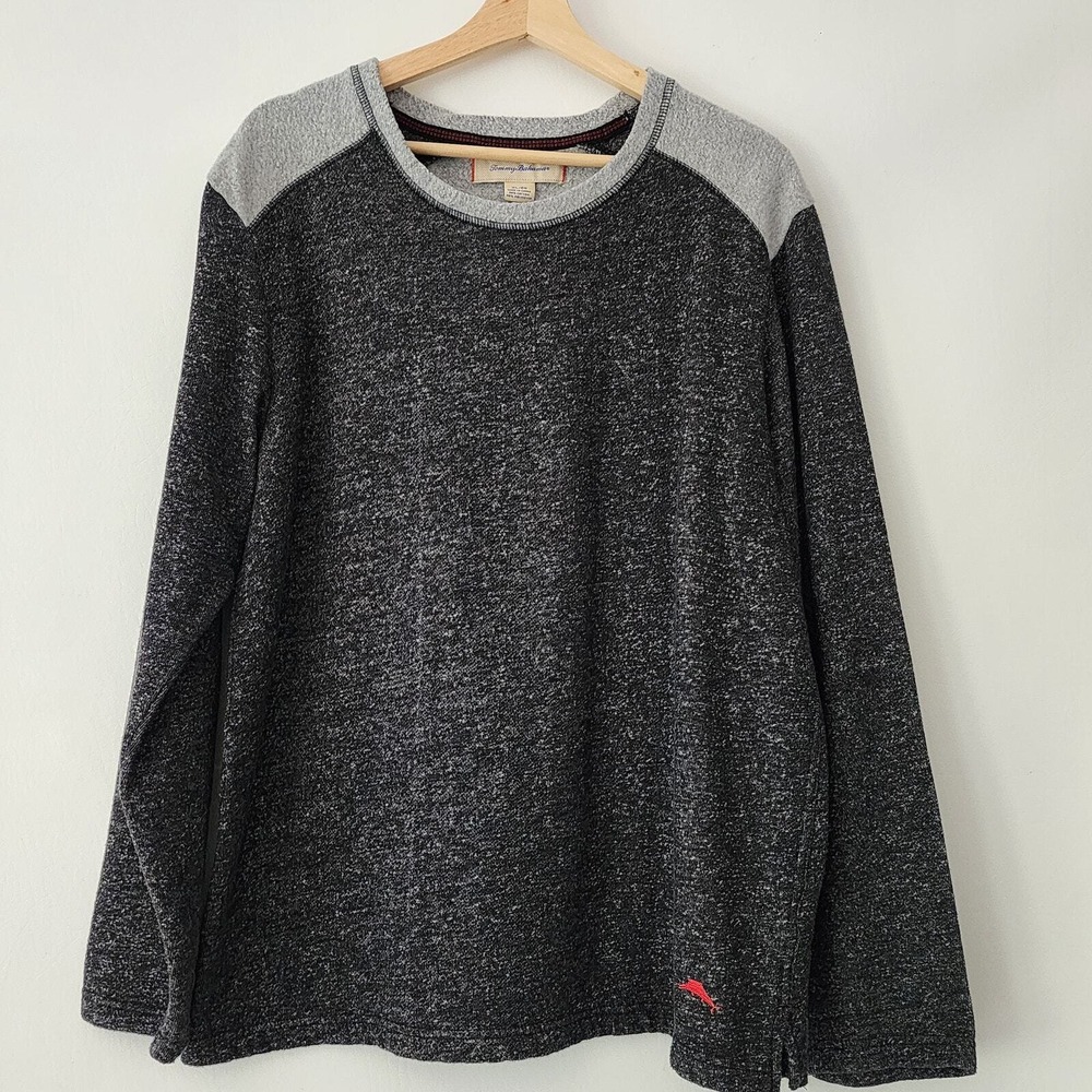 Tommy Bahama Sweatshirt Charcoal Gray Colorblock Marl Pullover Mens XL